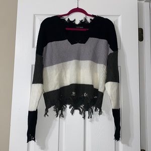Ruffled multicolor sweater